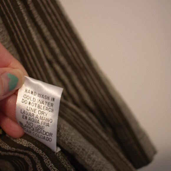 Artisan VTG Linen Top Striped Lagenlook Asymmetrical Pocket Shirt M Soft Autumn - Picture 7 of 7